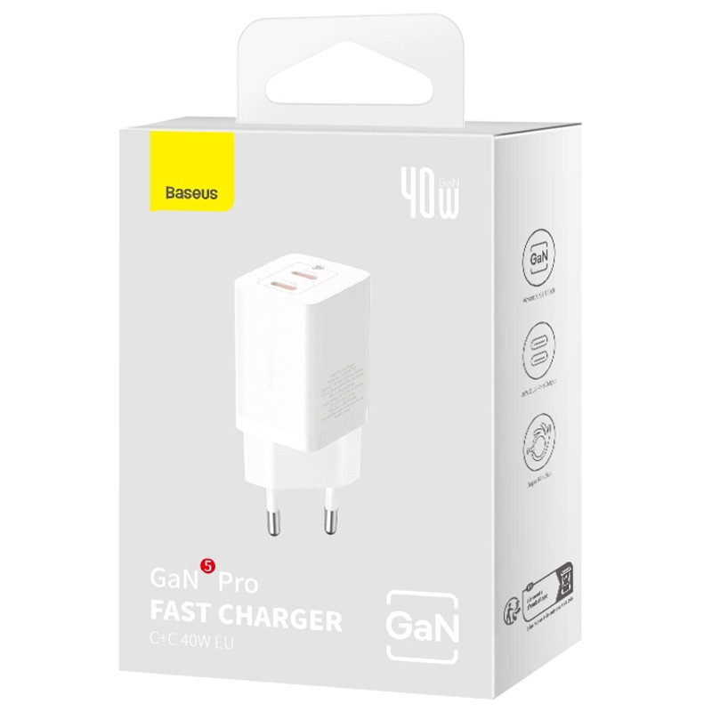 МЗП Baseus GaN5 Pro OS + Type-C to Type-C 40W (CCGP18010) на малюнкі №7