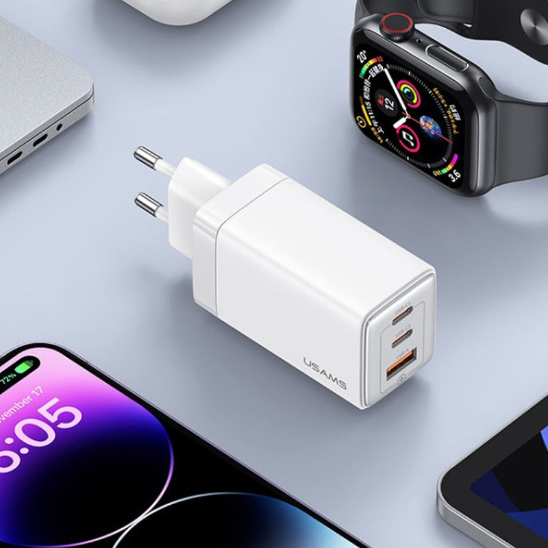 МЗП Usams US-CC180 65W ACC 3 Ports GaN Sandru series дивитися фото №3