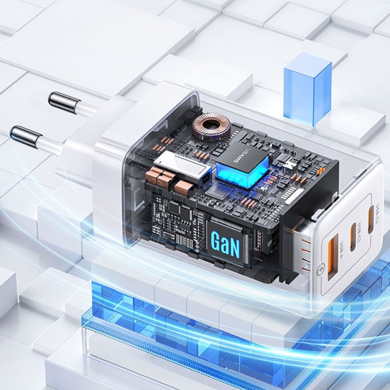 МЗП Usams US-CC180 65W ACC 3 Ports GaN Sandru series дивитися фото №4