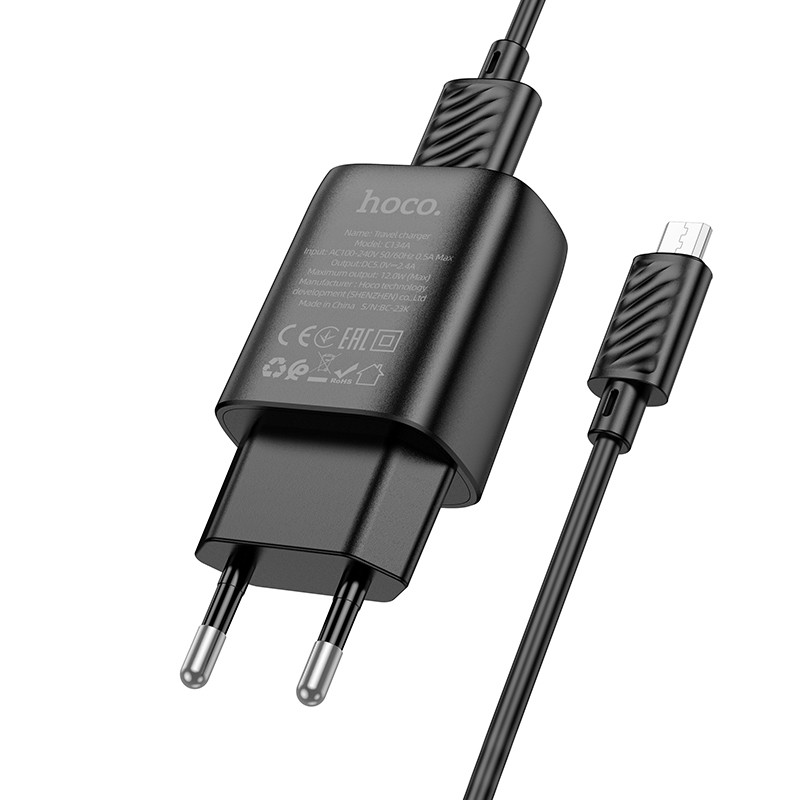 МЗП Hoco C134A Solid 1A 12W + MicroUSB дивитися фото №2