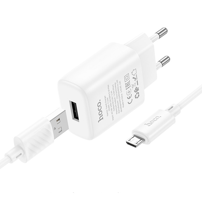 МЗП Hoco C134A Solid 1A 12W + MicroUSB дивитися фото №2