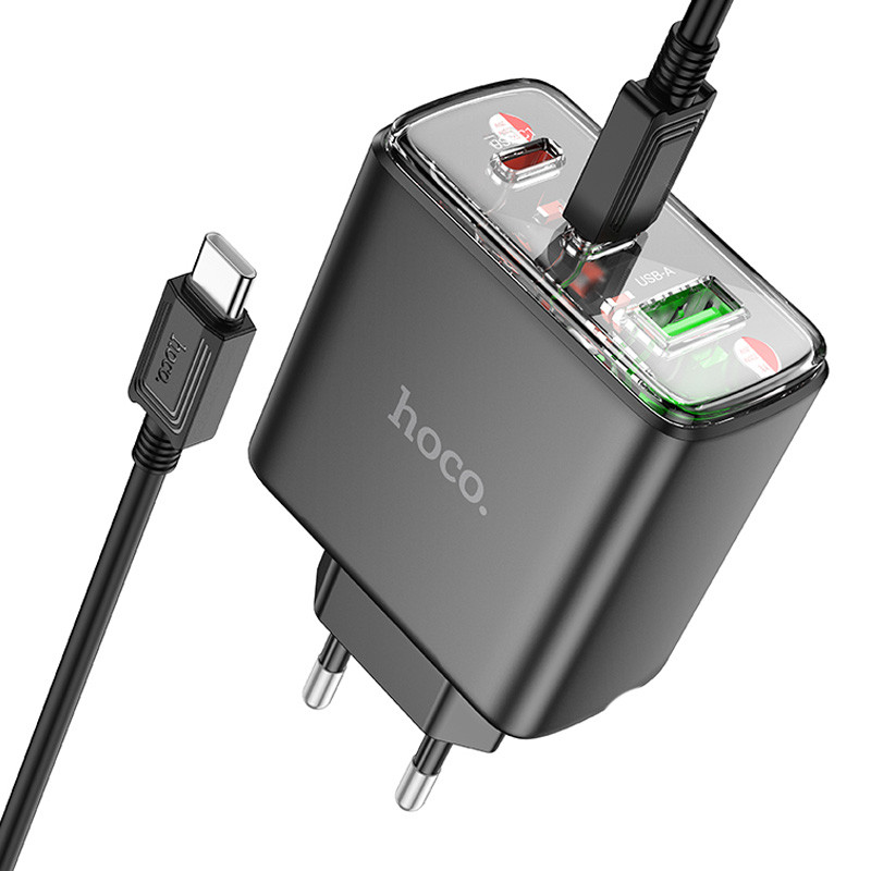 МЗП Hoco CS44A Smart PD65W (1USB-A/2С) + кабель Type-C to Type-C на малюнкі №2