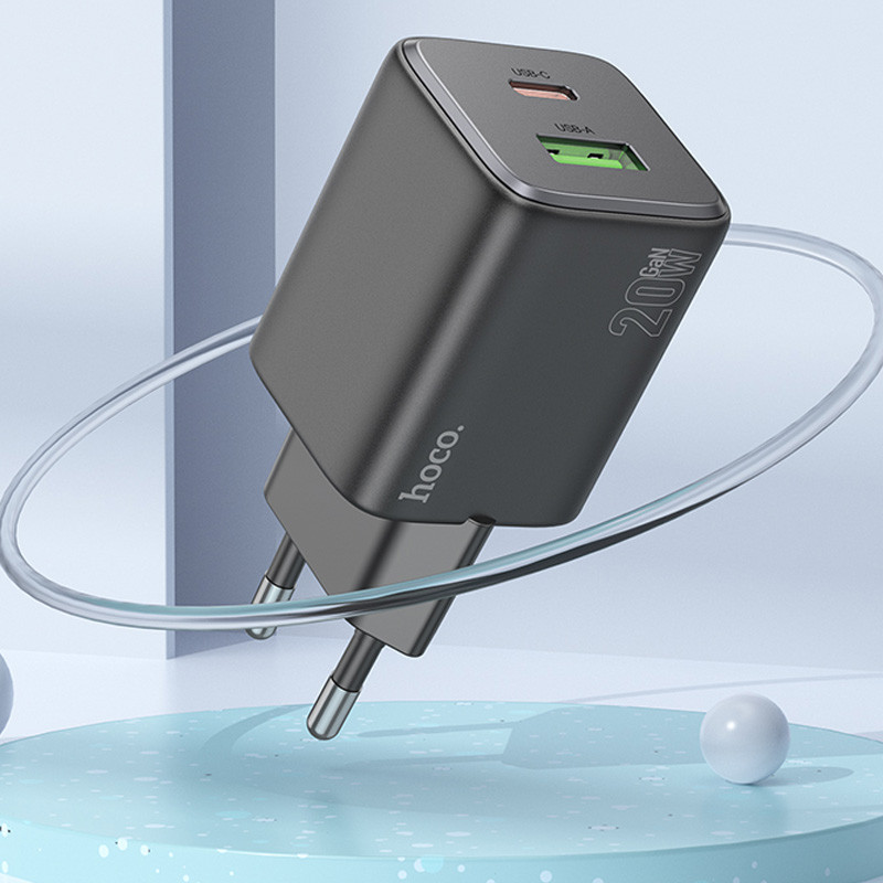 МЗП Hoco N41 Almighty PD20W+QC3.0 (1USB-A/1C) + кабель Type-C to Type-C на малюнкі №6