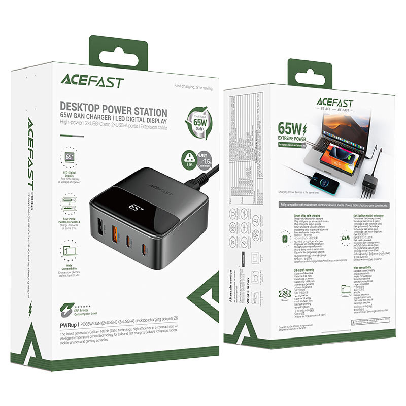 МЗП Acefast Z6 PD65W GaN (2*USB-C+2*USB-A) на малюнкі №5