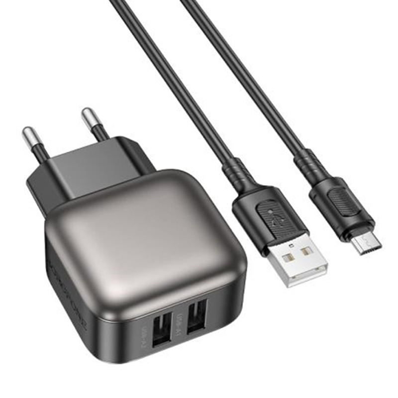 МЗП Borofone BAS51A Absolute (2USB-A) + MicroUSB на малюнкі №1