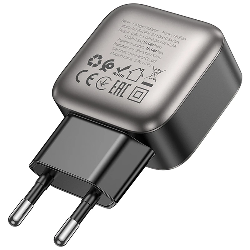 МЗП Borofone BAS52A Absolute QC3.0 18W (1USB-A), Black 2, купити оптом з доставкою