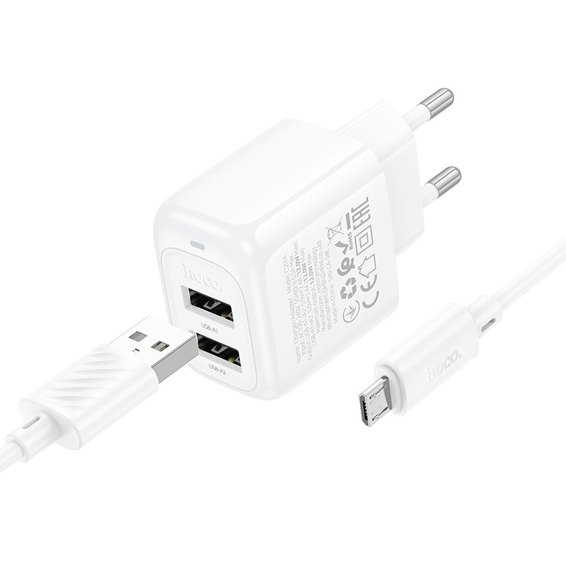 МЗП Hoco CS51A Surplus (2USB-A) + MicroUSB на малюнкі №2