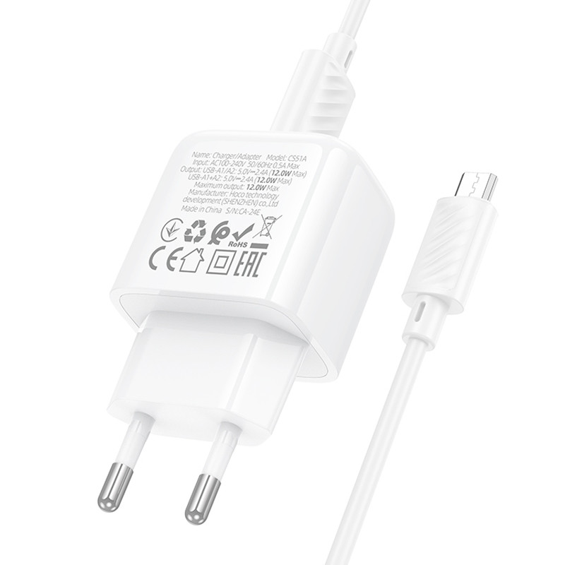 МЗП Hoco CS51A Surplus (2USB-A) + MicroUSB на малюнкі №7