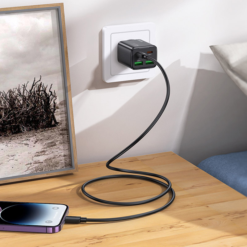 МЗП Hoco N55 Fundador PD20W four-port (2USB-A/2C) + кабель Type-C to Lightning на малюнкі №5