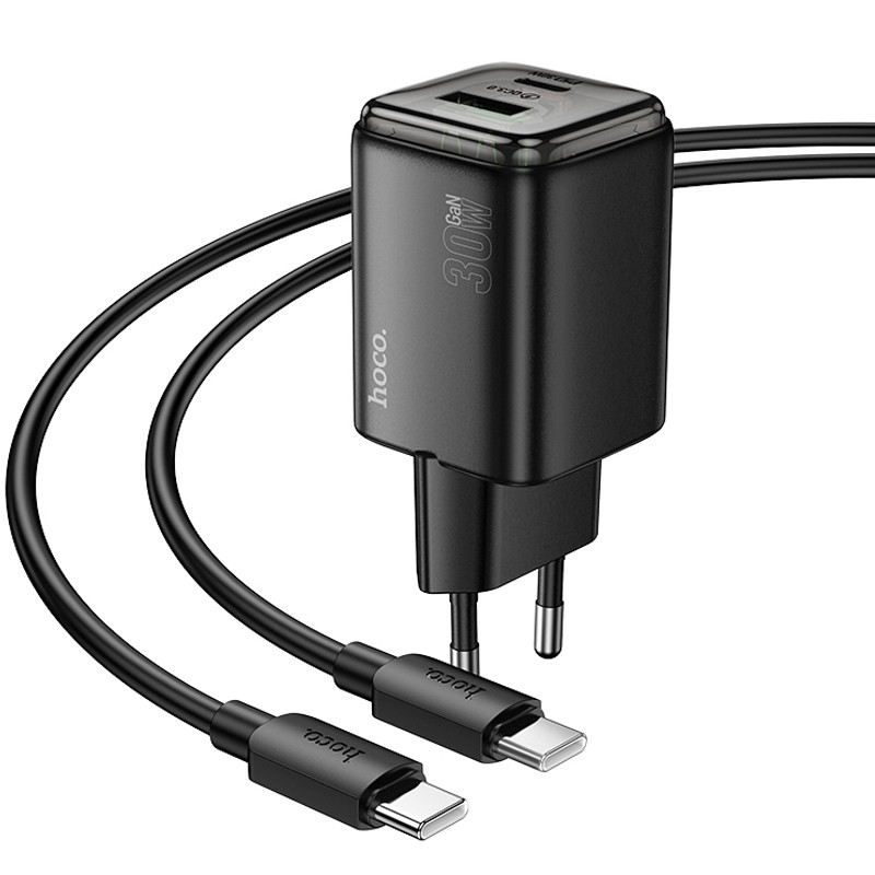 МЗП Hoco N53 Monsoon PD30W+QC3.0 (1USB-A/1C) + кабель Type-C to Type-C на малюнкі №2
