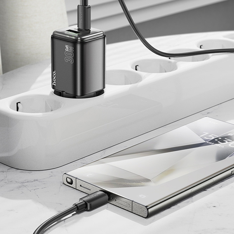 МЗП Hoco N53 Monsoon PD30W+QC3.0 (1USB-A/1C) + кабель Type-C to Type-C на малюнкі №4