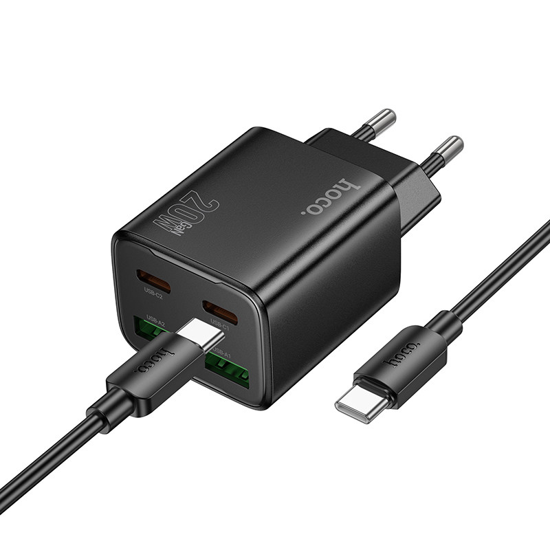 МЗП Hoco N55 Fundador PD20W four-port (2USB-A/2C) + кабель Type-C to Type-C на малюнкі №2