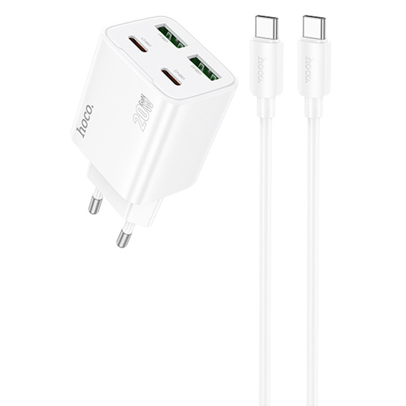 МЗП Hoco N55 Fundador PD20W four-port (2USB-A/2C) + кабель Type-C to Type-C на малюнкі №1