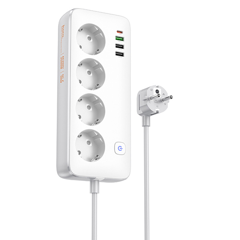 Подовжувач Hoco AC22 Sunlight (PD30W/1C/3A/4xSocket) (1.5m) на малюнкі №1