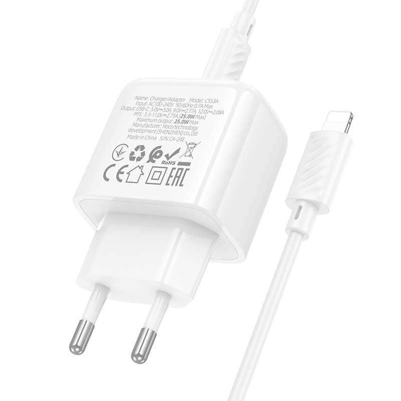 МЗП Hoco CS53A Surplus PD25W (1USB-C) + Type-C to Lightning на малюнкі №7