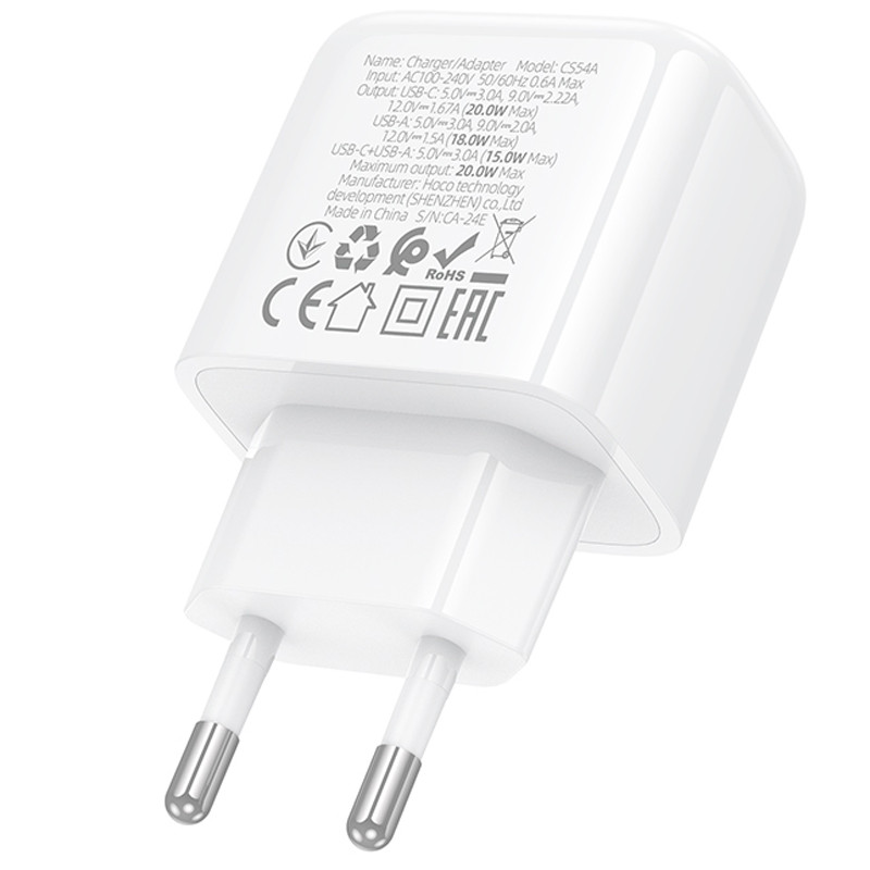 МЗП Hoco CS54A Surplus PD20W+QC3.0 (1USB-A/1C) на малюнкі №7