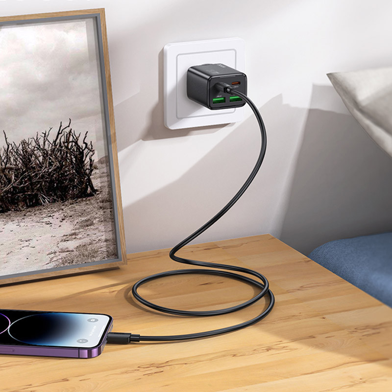 МЗП Hoco N56 Fundador PD30W four-port (2USB-A/2C) + кабель Type-C to Lightning на малюнкі №5