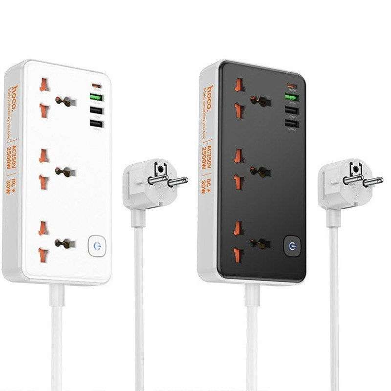 Подовжувач Hoco AC8A Storm (PD30W/1C/3A/3xSocket) (1.5m), купити оптом з доставкою