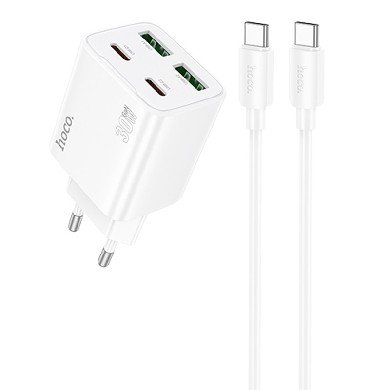 МЗП Hoco N56 Fundador PD30W four-port (2USB-A/2C) + кабель Type-C to Type-C на малюнкі №1