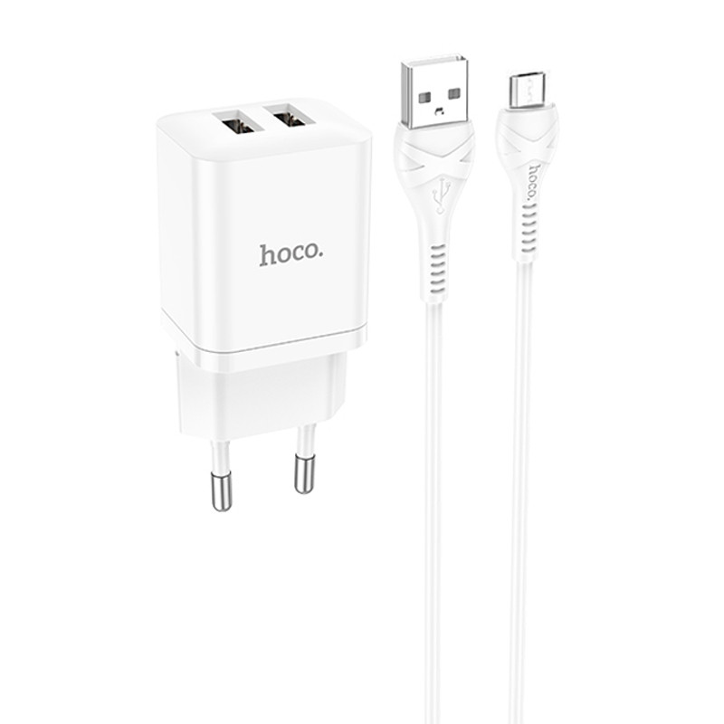 МЗП Hoco N25 Maker (2USB-A) + USB to MicroUSB на малюнкі №1
