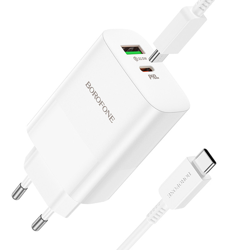 МЗП Borofone BN10 Sunlight PD65W (1USB-A/1C) + кабель Type-C to Type-C на малюнкі №2