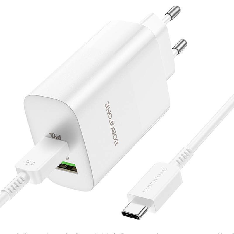 МЗП Borofone BN10 Sunlight PD65W (1USB-A/1C) + кабель Type-C to Type-C на малюнкі №3