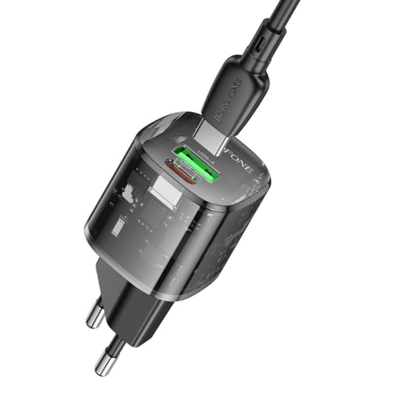 МЗП Borofone BN17 Sunlight PD20W+QC3.0 (1USB-A/1C) + кабель Type-C to Type-C на малюнкі №2