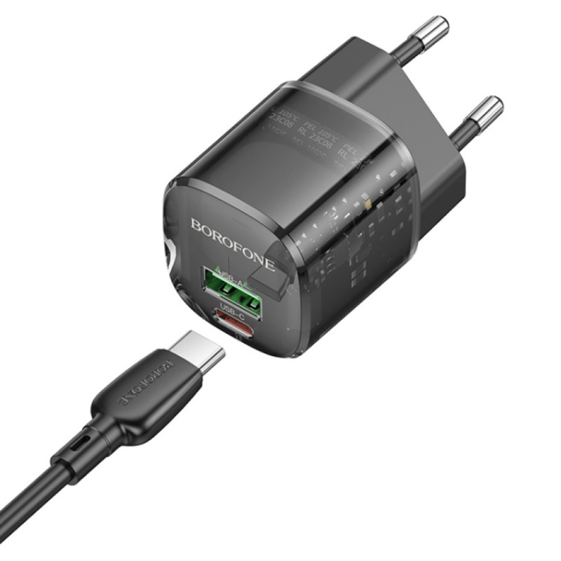 МЗП Borofone BN17 Sunlight PD20W+QC3.0 (1USB-A/1C) + кабель Type-C to Type-C на малюнкі №3