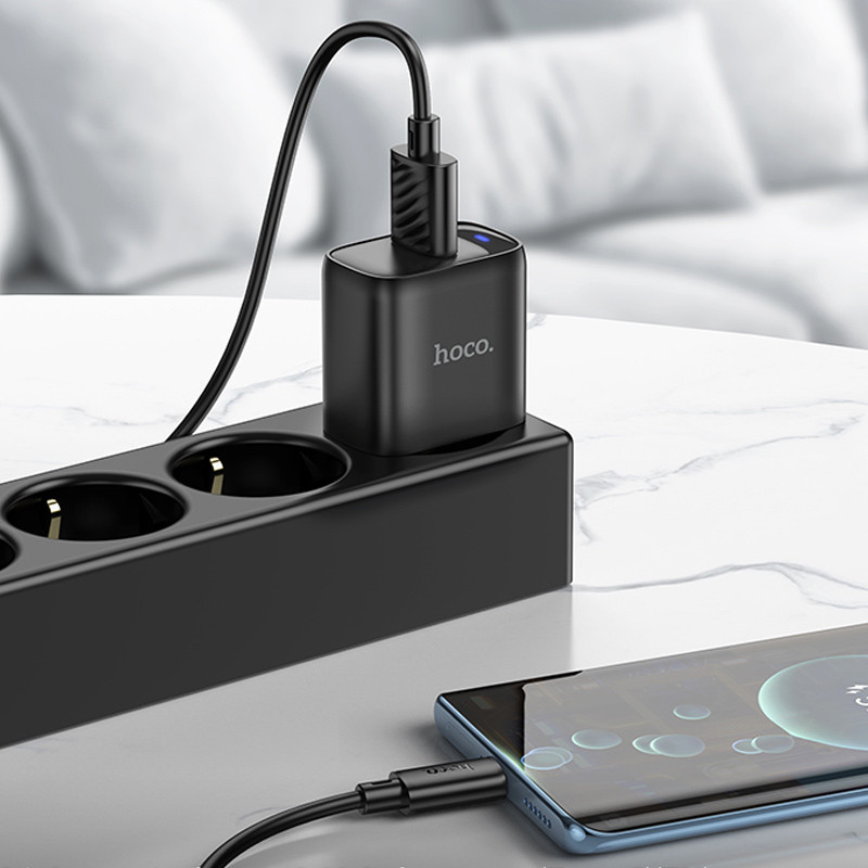 МЗП Hoco C140A Smart QC3.0 18W (1USB-A) + кабель USB to Type-C на малюнкі №5