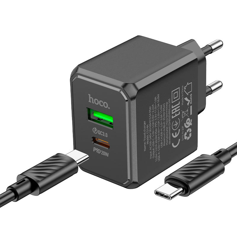 МЗП Hoco CS14A PD20W+QC3.0 (1USB-A/1C) + Type-C to Type-C на малюнкі №4