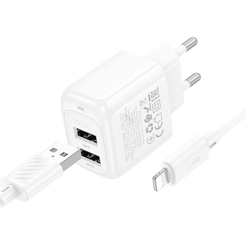 МЗП Hoco CS51A Surplus (2USB-A) + кабель USB to Lightning на малюнкі №2