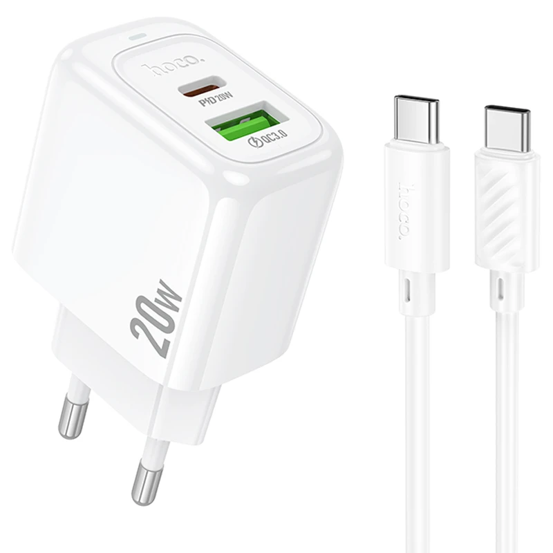 МЗП Hoco CS54A Surplus PD20W+QC3.0 (1USB-A/1C) + кабель Type-C to Type-C, купити оптом з доставкою