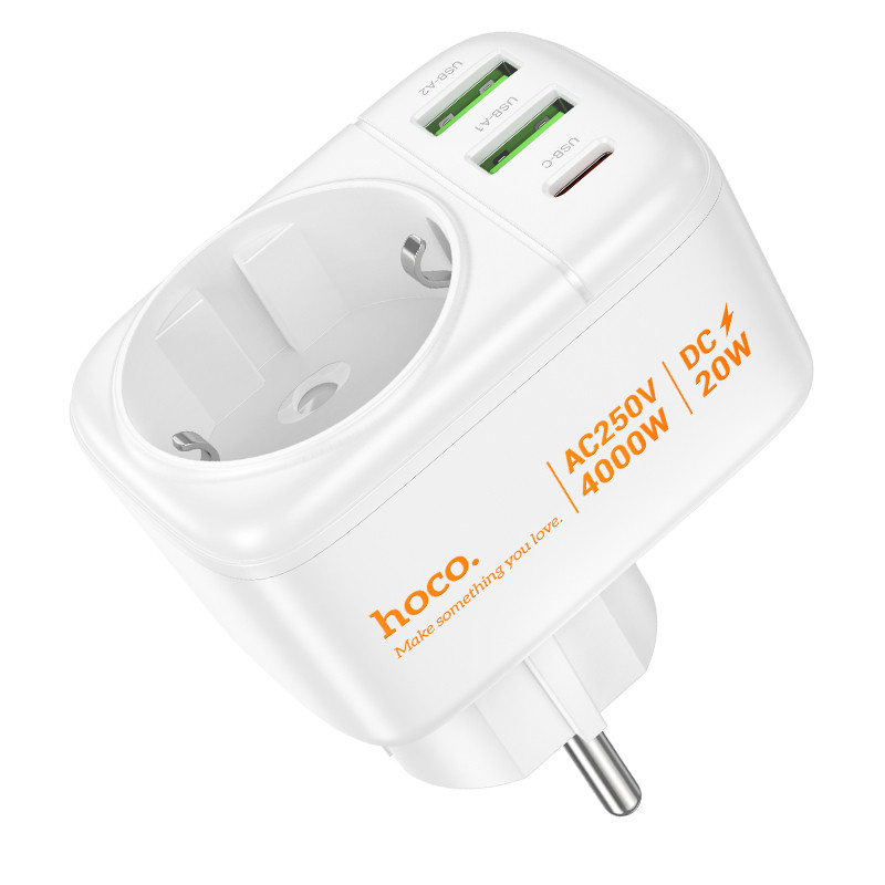 МЗП Hoco AC26 Changer Outlet Extender 20W (2USB-A/1C/1Socket) на малюнкі №5