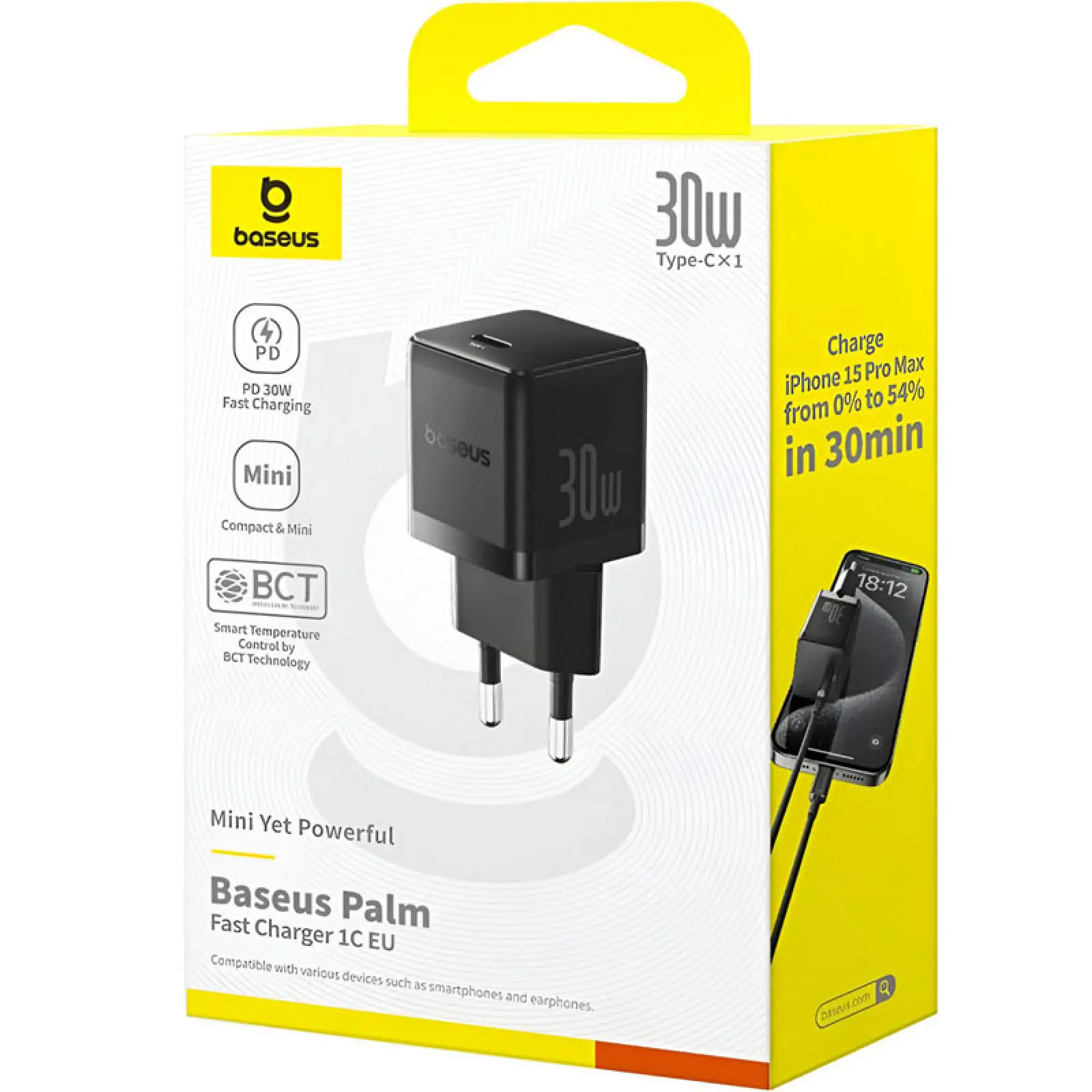 СЗУ Baseus Palm Fast Charger 30W (1USB-C) (P10111605113-00), Cluster Black 3, купить оптом с доставкой