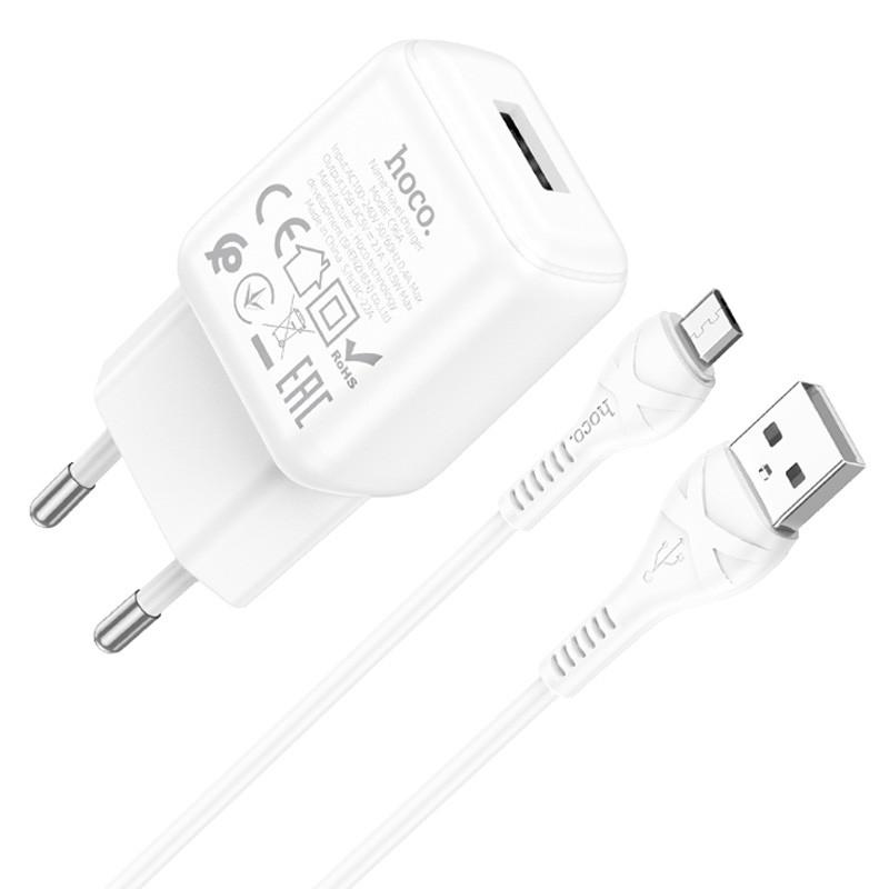 МЗП Hoco C96A 2.1A (1USB-A) + кабель USB to MicroUSB на малюнкі №2