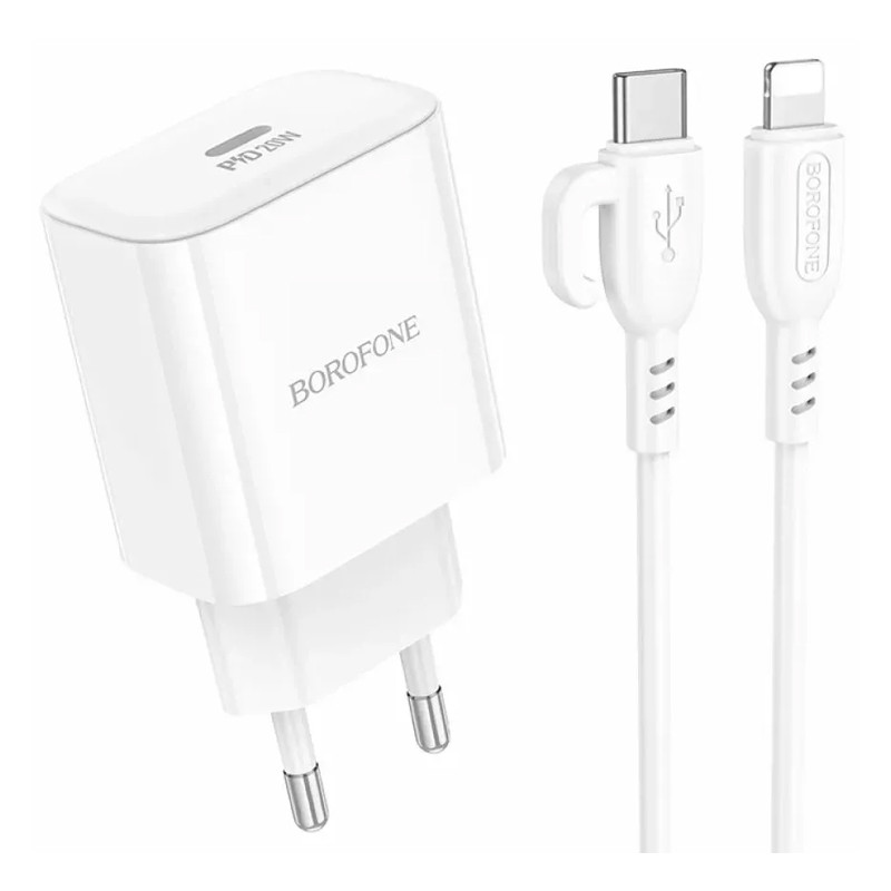 МЗП Borofone BA81A PD20W (1USB-C) + кабель Type-C to Lightning на малюнкі №1