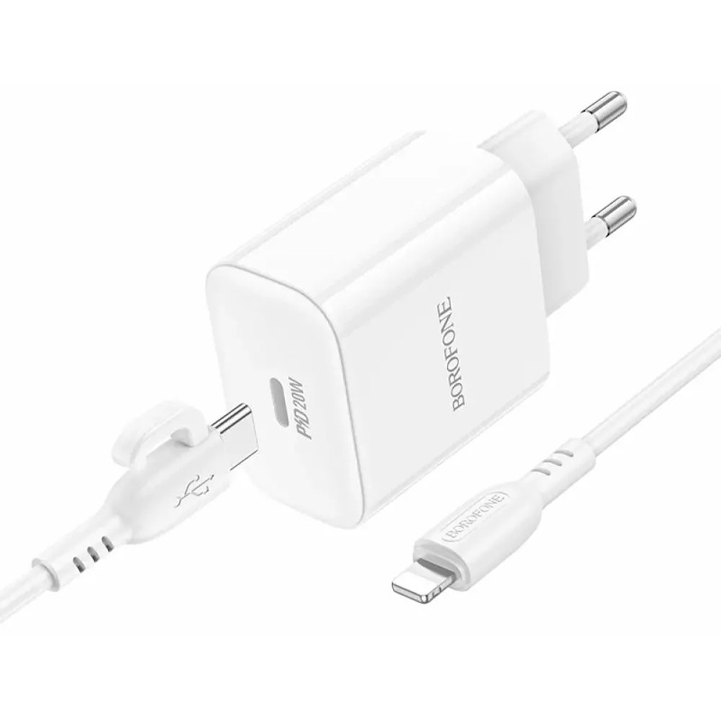 МЗП Borofone BA81A PD20W (1USB-C) + кабель Type-C to Lightning на малюнкі №3