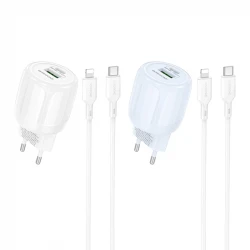 СЗУ Borofone BA94A Lustrous PD30W+QC3.0 (1USB-A/1C) + кабель Type-C to Lightning