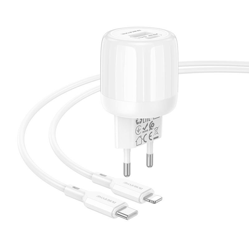 МЗП Borofone BA94A Lustrous PD30W+QC3.0 (1USB-A/1C) + кабель Type-C to Lightning на малюнкі №2