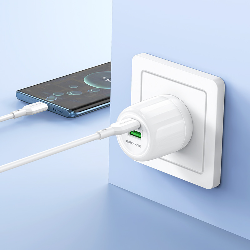 МЗП Borofone BA94A Lustrous PD30W+QC3.0 (1USB-A/1C) + кабель Type-C to Type-C на малюнкі №4