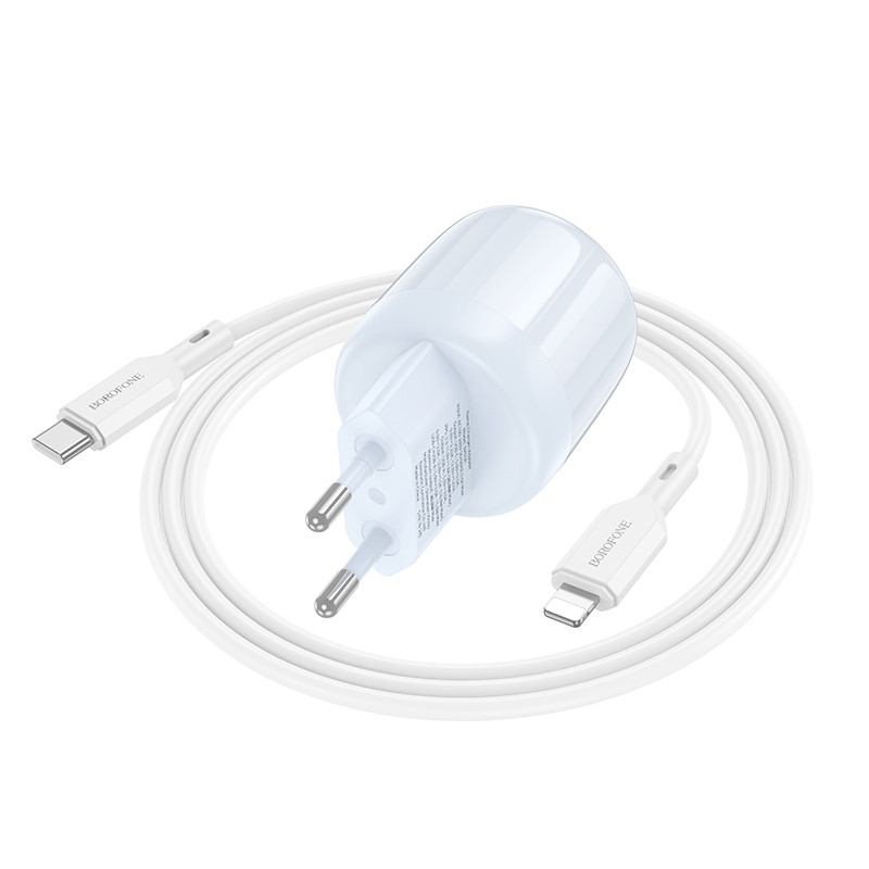 МЗП Borofone BA93A Lustrous PD20W+QC3.0 (1USB-A/1C) + кабель Type-C to Lightning на малюнкі №2