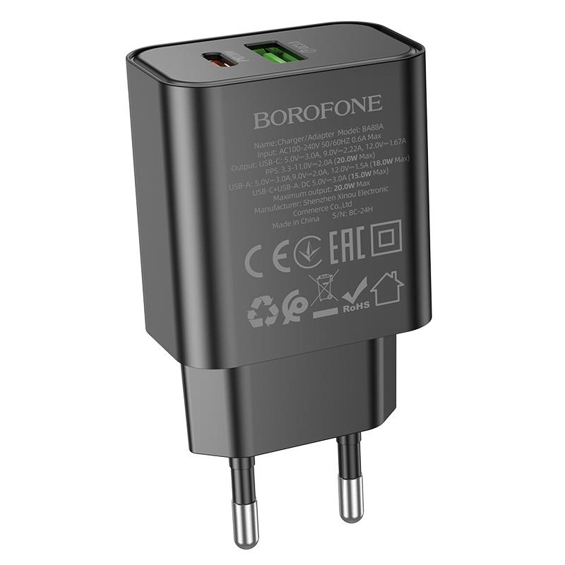 МЗП Borofone BA88A Navy PD20W+QC3.0 (1USB-A/1C) на малюнкі №3