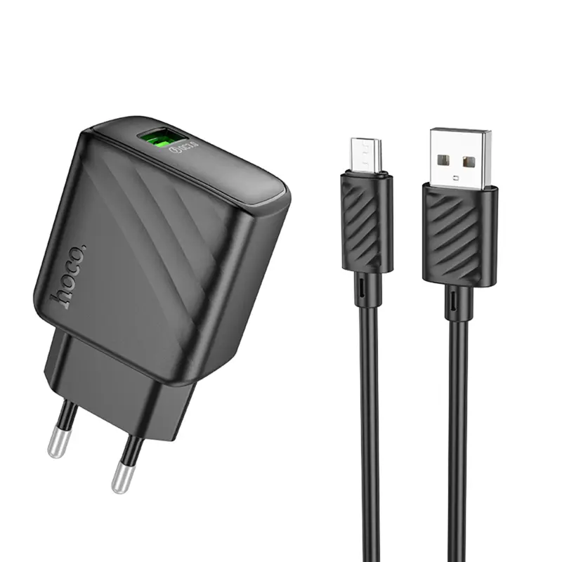 СЗУ Hoco CS21A Rich QC3.0 18W (1USB-A) + кабель USB to MicroUSB, купить оптом с доставкой