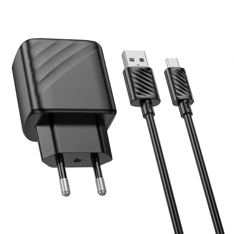 СЗУ Hoco CS21A Rich QC3.0 18W (1USB-A) + кабель USB to MicroUSB, Black 4, купить оптом с доставкой