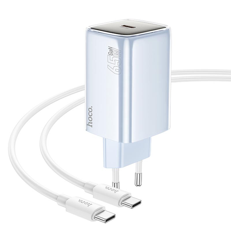 МЗП Hoco N48 Glorious PD65W (1USB-C) + кабель Type-C to Type-C на малюнкі №1