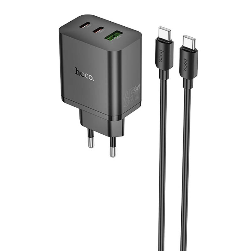 МЗП Hoco N51 Scenery PD65W (1USB-A/2C) + кабель Type-C to Type-C на малюнкі №1