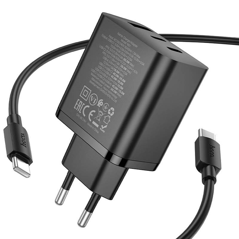 МЗП Hoco N51 Scenery PD65W (1USB-A/2C) + кабель Type-C to Type-C на малюнкі №2
