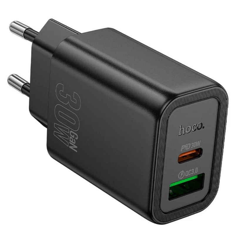 МЗП Hoco N63 Gentle PD30W+QC3.0 (1USB-A/1C), Black 1, купити оптом з доставкою