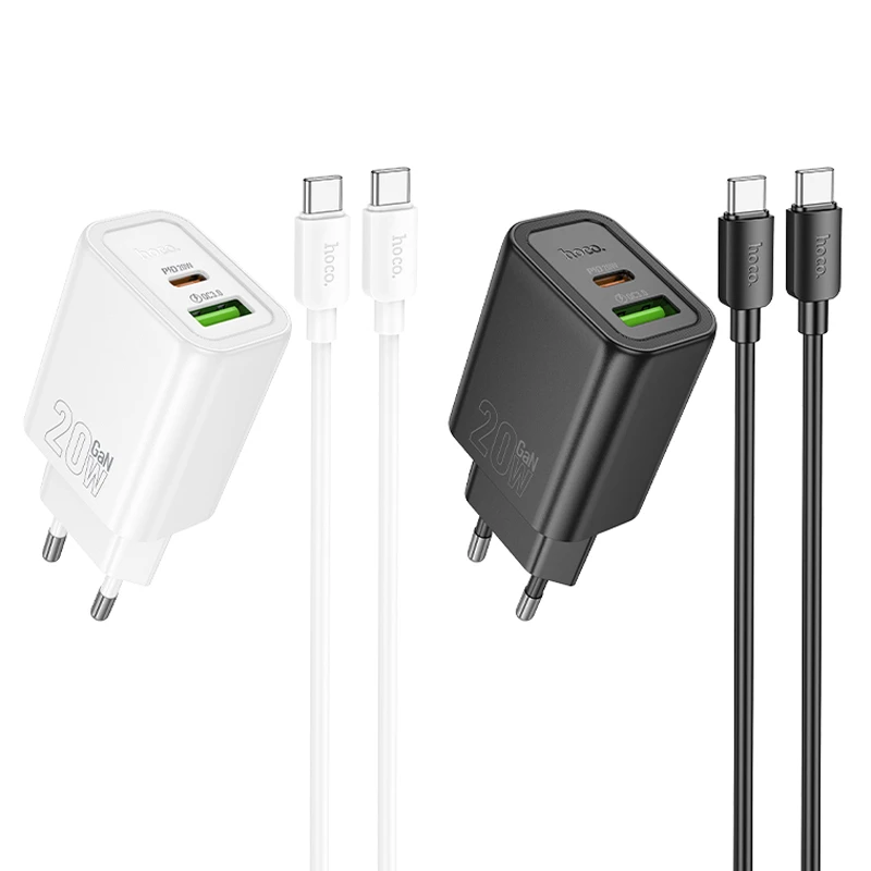 СЗУ Hoco N61 Gentle PD20W+QC3.0 (1USB-A/1C) + кабель Type-C to Type-C, купить оптом с доставкой