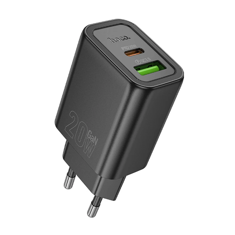 СЗУ Hoco N61 Gentle PD20W+QC3.0 (1USB-A/1C) + кабель Type-C to Type-C, Black 3, купить оптом с доставкой